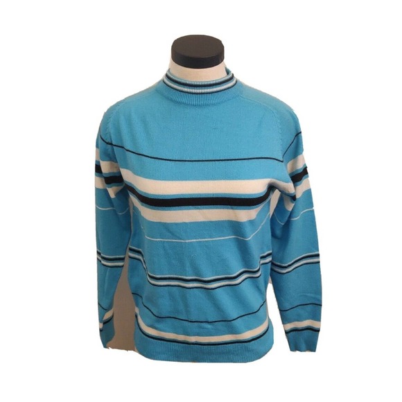 Vintage 70’s Find Quality Women's Sweater 100% Acrylic Vintage Blue Striped. - Picture 1 of 5